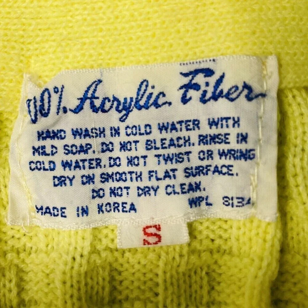 Women Sleeveless Pull Over 100% Acrylic Fiber Yellow Knitted Top Size Small Qua - Picture 12 of 12